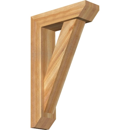 Ekena Millwork Traditional Slat Rough Sawn Bracket w/ Offset Brace, Western Red Cedar, 6"W x 20"D x 32"H BKT0604X20X32TRA06RWR